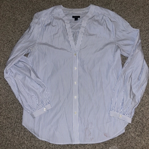 Ann Taylor Tops - Ann Taylor Men's White and Blue Pinstripe Shirt